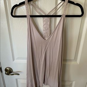 Taupe Grey Loose Flowy Racerback Tank | Size Med